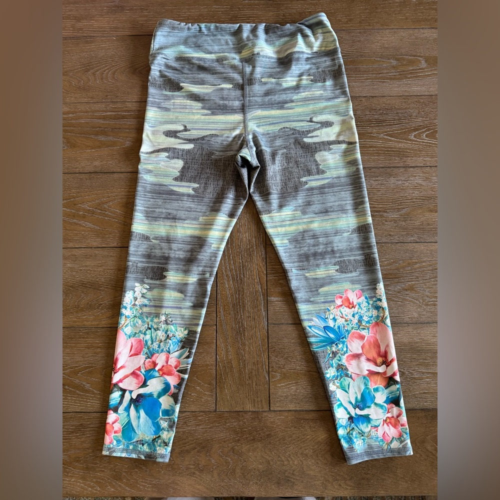 Floral Patterned Gray Women's Leggings